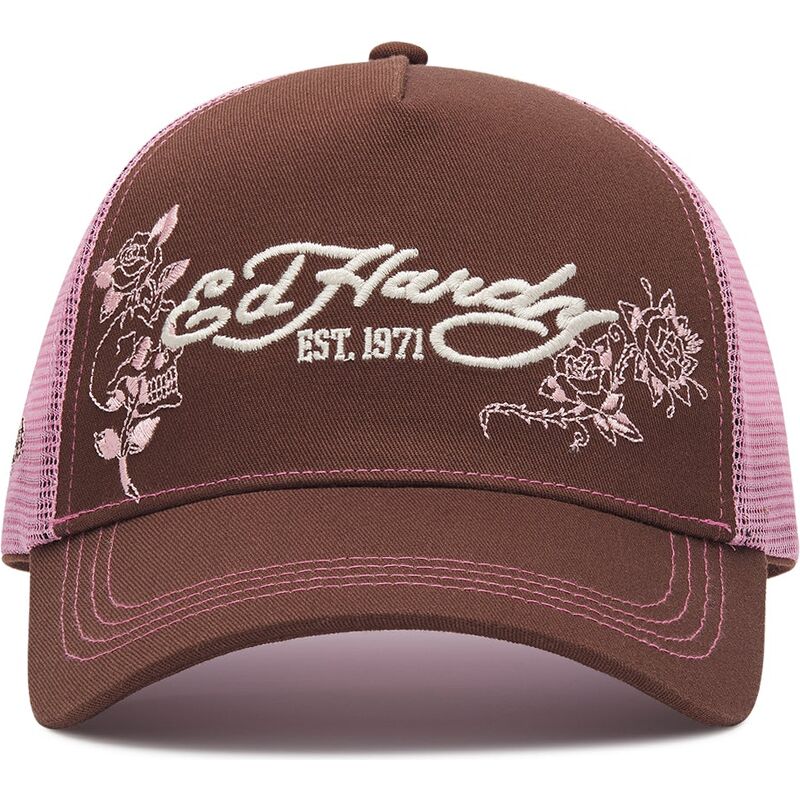 shapka-izvita-traker-kafyav-snapbek-rosa-skull-and-roses-ot-ed-hardy