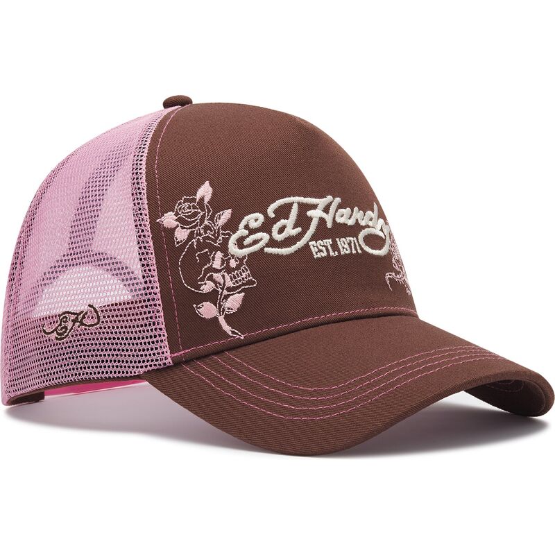 shapka-izvita-traker-kafyav-snapbek-rosa-skull-and-roses-ot-ed-hardy