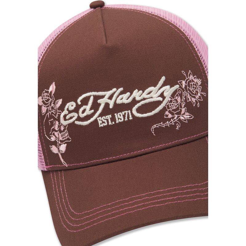 shapka-izvita-traker-kafyav-snapbek-rosa-skull-and-roses-ot-ed-hardy