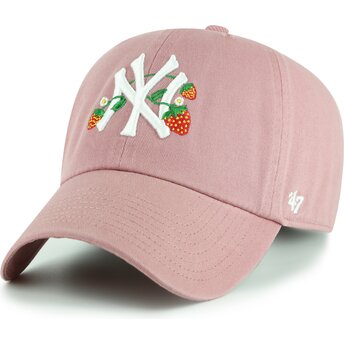 Шапка извита роза регулируем за деца Clean Up Icon Alt Strawberry на New York Yankees MLB от 47 Brand