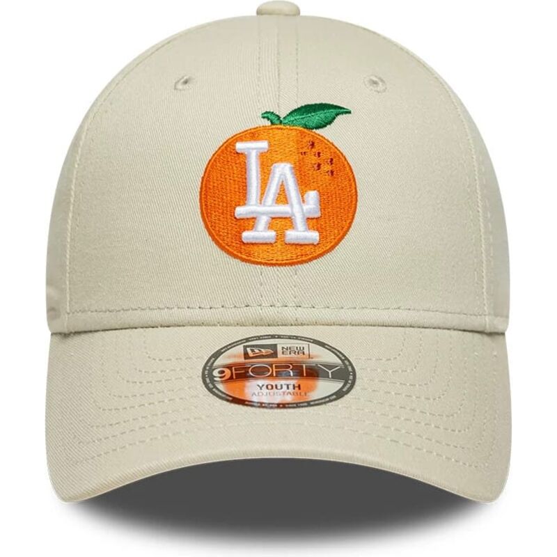 shapka-izvita-bezhov-reguliruem-za-deca-9forty-fruit-icon-orange-na-los-angeles-dodgers-mlb-ot-new-era
