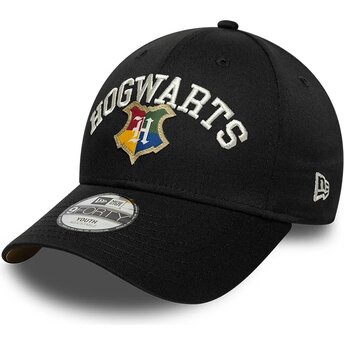 Шапка извита черна снапбек за деца 9FORTY Wordmark на Hogwarts Harry Potter от New Era