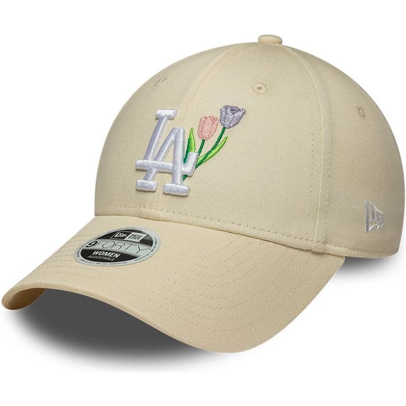 shapka-izvita-bezhov-reguliruem-9forty-flower-icon-na-los-angeles-dodgers-mlb-ot-new-era