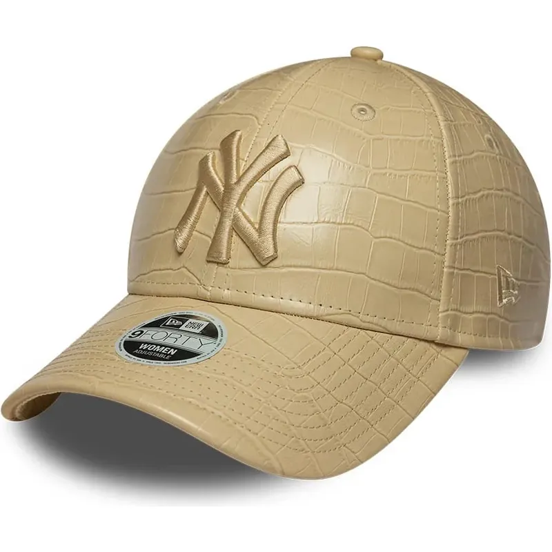 shapka-izvita-bezhov-reguliruem-9forty-pu-pattern-na-new-york-yankees-mlb-ot-new-era