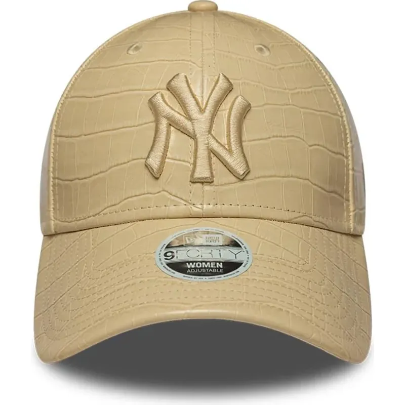 shapka-izvita-bezhov-reguliruem-9forty-pu-pattern-na-new-york-yankees-mlb-ot-new-era
