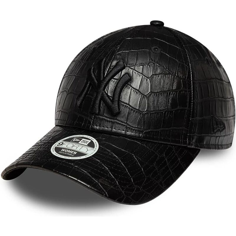 shapka-izvita-cherna-reguliruem-9forty-pu-pattern-na-new-york-yankees-mlb-ot-new-era