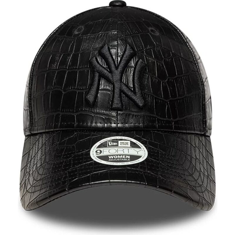 shapka-izvita-cherna-reguliruem-9forty-pu-pattern-na-new-york-yankees-mlb-ot-new-era