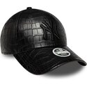 shapka-izvita-cherna-reguliruem-9forty-pu-pattern-na-new-york-yankees-mlb-ot-new-era