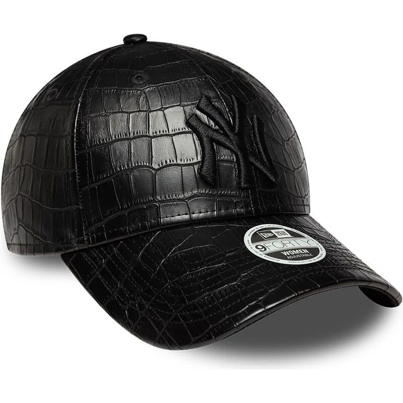 shapka-izvita-cherna-reguliruem-9forty-pu-pattern-na-new-york-yankees-mlb-ot-new-era