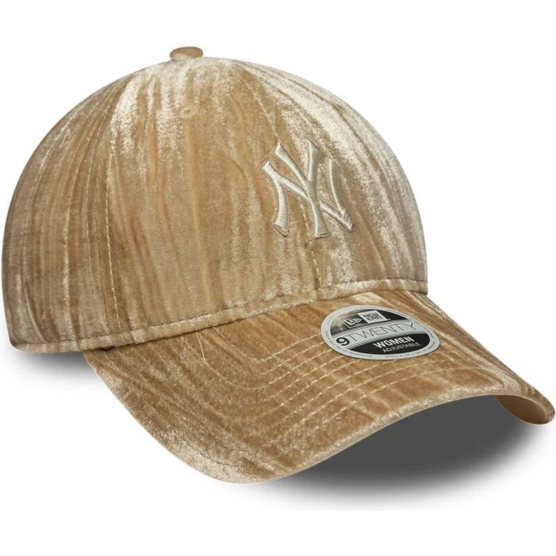 shapka-izvita-bezhov-reguliruem-9twenty-velour-na-new-york-yankees-mlb-ot-new-era