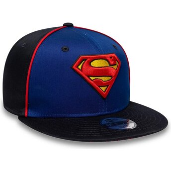 Шапка плоска синя снапбек за деца 9FIFTY Piping на Superman DC Comics от New Era