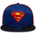 shapka-ploska-sinya-snapbek-za-deca-9fifty-piping-na-superman-dc-comics-ot-new-era