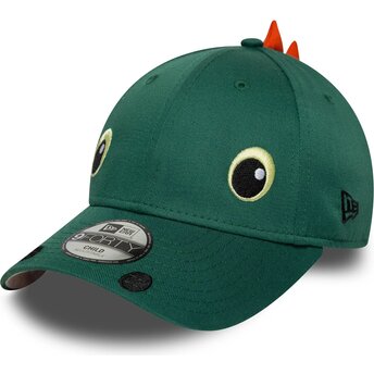 Шапка извита зелена снапбек за деца 9FORTY Dino Face от New Era