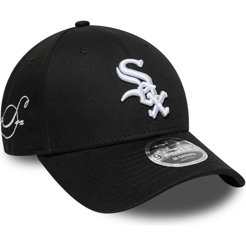shapka-izvita-cherna-snapbek-9forty-m-crown-side-script-na-chicago-white-sox-mlb-ot-new-era