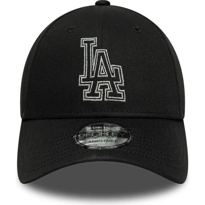 shapka-izvita-cherna-reguliruem-9forty-metallic-outline-na-los-angeles-dodgers-mlb-ot-new-era