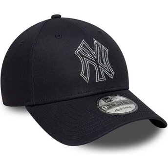 Шапка извита тъмносин регулируем 9FORTY Metallic Outline на New York Yankees MLB от New Era