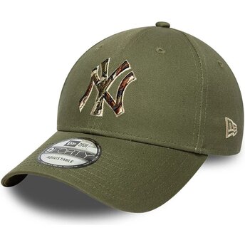 Шапка извита зелена регулируем 9FORTY Outline Camo на New York Yankees MLB от New Era