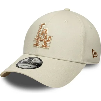 Шапка извита бежов регулируем 9FORTY Faux Pony Infill на Los Angeles Dodgers MLB от New Era