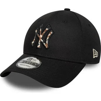 Шапка извита черна регулируем 9FORTY Faux Pony Infill на New York Yankees MLB от New Era