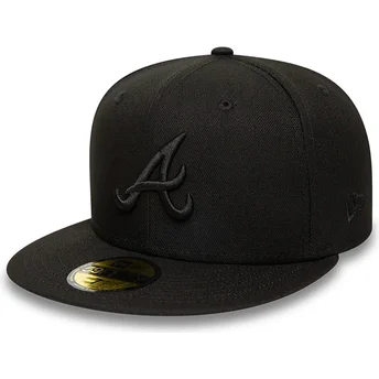 Шапка плоска черна прилепнала 59FIFTY на Atlanta Braves MLB от New Era