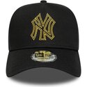 shapka-izvita-cherna-snapbek-dorado-e-frame-metallic-outline-na-new-york-yankees-mlb-ot-new-era