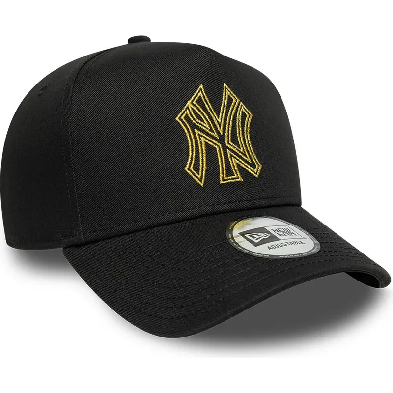 shapka-izvita-cherna-snapbek-dorado-e-frame-metallic-outline-na-new-york-yankees-mlb-ot-new-era
