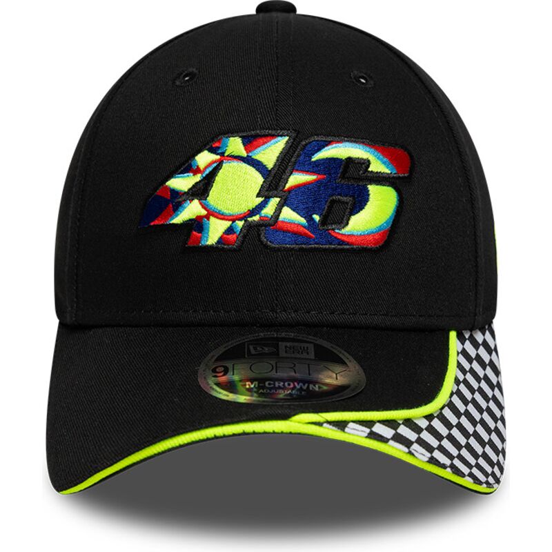 shapka-izvita-cherna-reguliruem-9forty-m-crown-check-na-valentino-rossi-vr46-motogp-ot-new-era