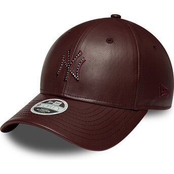 Шапка извита кафяв снапбек 9FORTY M-Crown PU Diamante на New York Yankees MLB от New Era