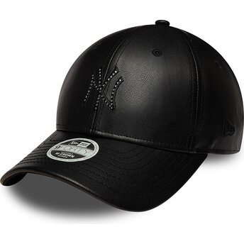 Шапка извита черна снапбек 9FORTY M-Crown PU Diamante на New York Yankees MLB от New Era