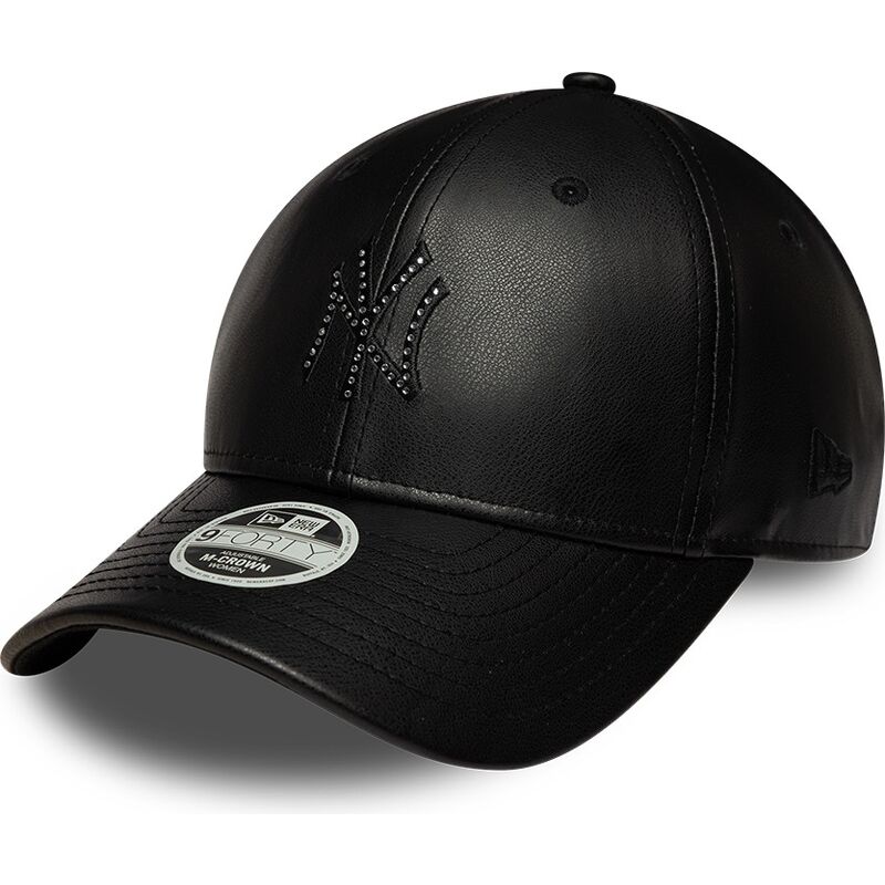 shapka-izvita-cherna-snapbek-9forty-m-crown-pu-diamante-na-new-york-yankees-mlb-ot-new-era