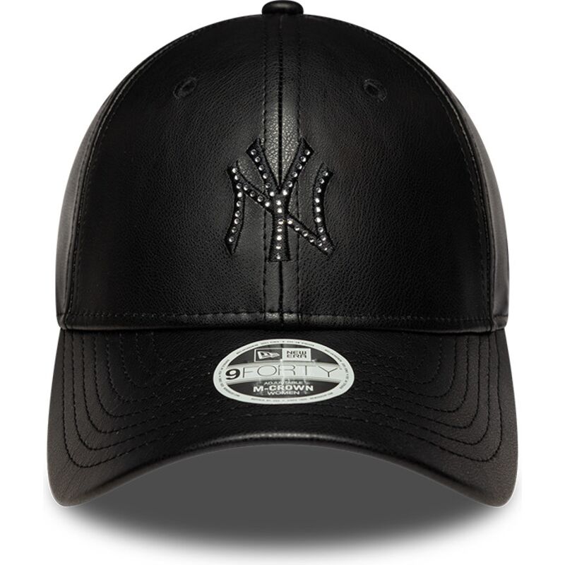shapka-izvita-cherna-snapbek-9forty-m-crown-pu-diamante-na-new-york-yankees-mlb-ot-new-era