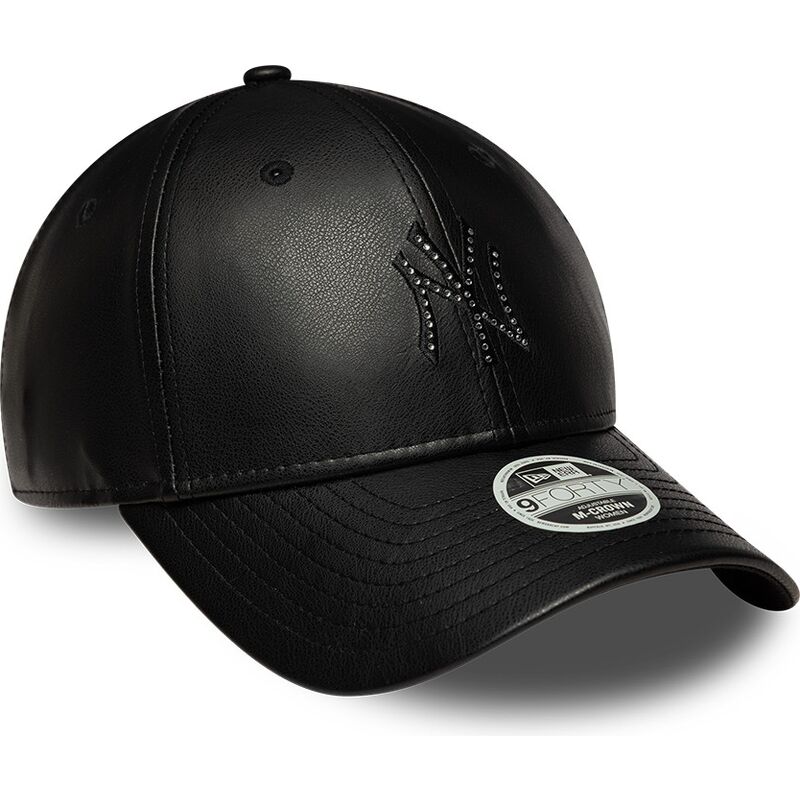 shapka-izvita-cherna-snapbek-9forty-m-crown-pu-diamante-na-new-york-yankees-mlb-ot-new-era