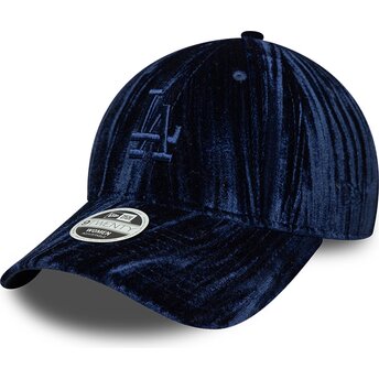 Шапка извита тъмносин регулируем 9TWENTY Velour на Los Angeles Dodgers MLB от New Era