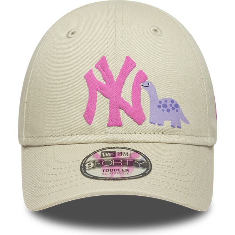 shapka-izvita-bezhov-reguliruem-za-deca-rosa-9forty-dino-icon-na-new-york-yankees-mlb-ot-new-era