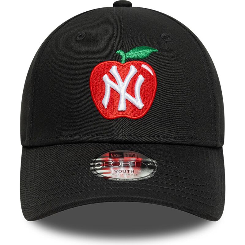 shapka-izvita-cherna-reguliruem-za-deca-9forty-fruit-icon-apple-na-new-york-yankees-mlb-ot-new-era