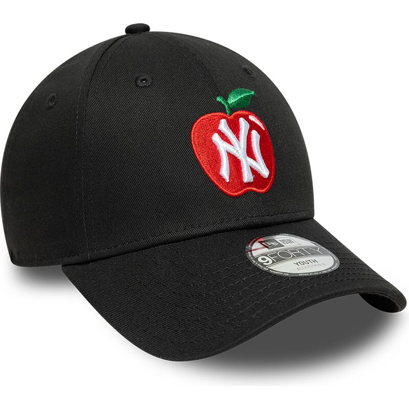 shapka-izvita-cherna-reguliruem-za-deca-9forty-fruit-icon-apple-na-new-york-yankees-mlb-ot-new-era