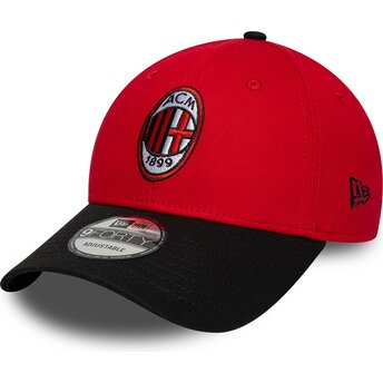 Шапка извита червена регулируем 9FORTY Contrast на AC Milan Serie A от New Era