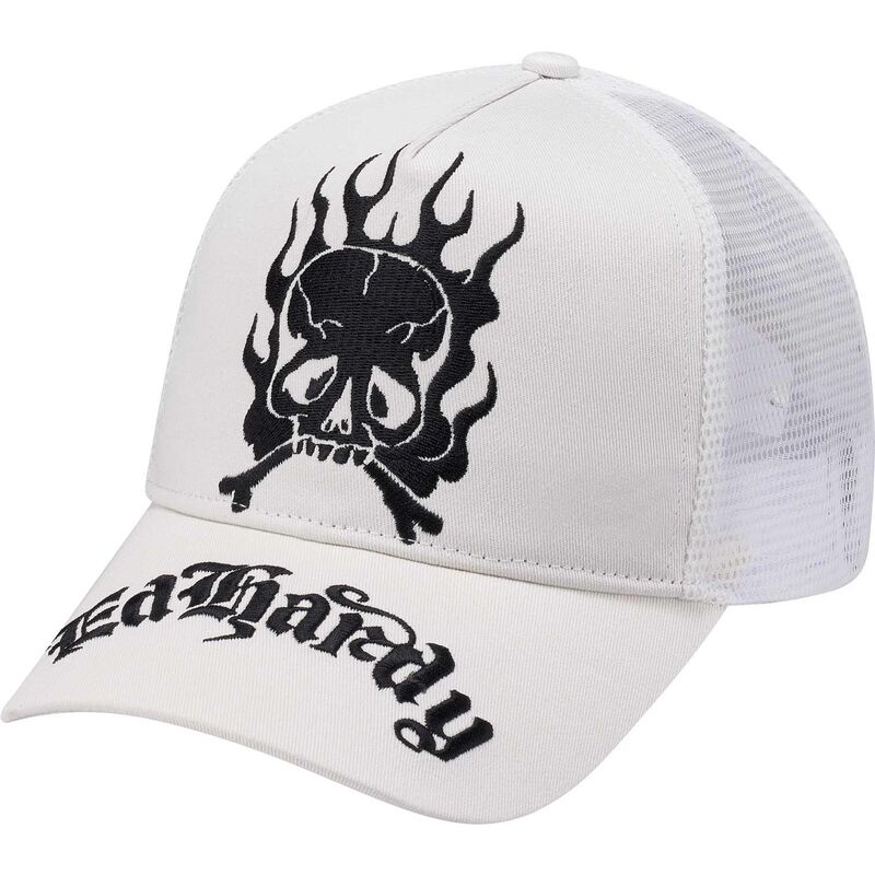 shapka-izvita-traker-byala-snapbek-gothic-skull-in-flames-ot-ed-hardy
