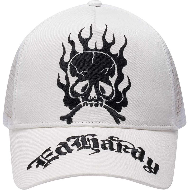 shapka-izvita-traker-byala-snapbek-gothic-skull-in-flames-ot-ed-hardy