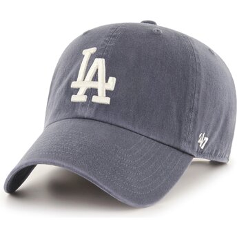 Шапка извита сив регулируем Clean Up Vintage Navy на Los Angeles Dodgers MLB от 47 Brand