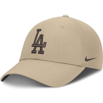 Шапка извита бежов регулируем Club Structured Uv Poly Ripstop на Los Angeles Dodgers MLB от Nike