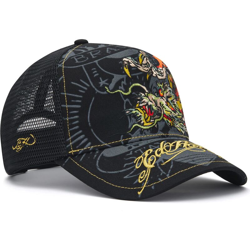shapka-izvita-traker-cherna-snapbek-crawling-ot-ed-hardy