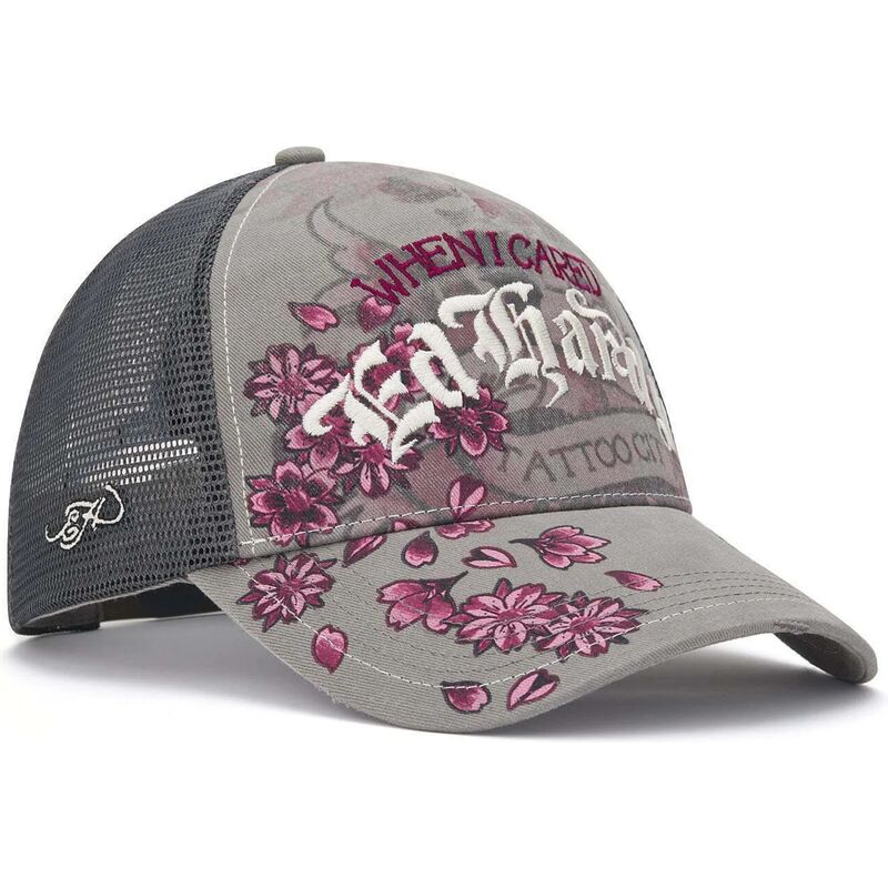 shapka-izvita-traker-siv-snapbek-floral-tattoo-city-vintage-wash-ot-ed-hardy shapka-izvita-traker-siv-snapbek-floral-tattoo-city-vintage-wash-ot-ed-hardy