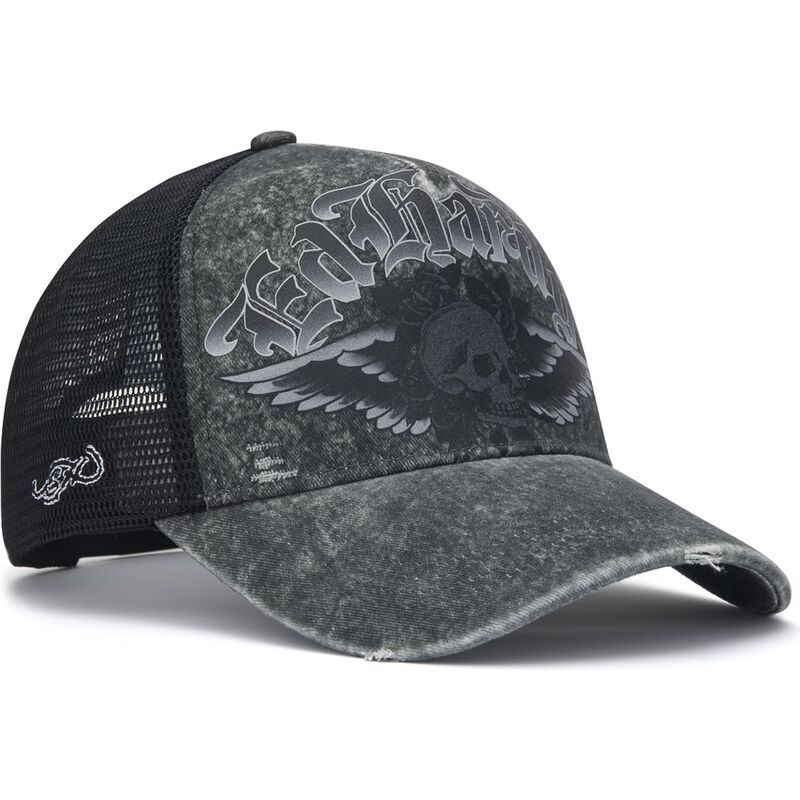 shapka-izvita-traker-siv-snapbek-flaming-gothic-skull-washed-ot-ed-hardy shapka-izvita-traker-siv-snapbek-flaming-gothic-skull-washed-ot-ed-hardy