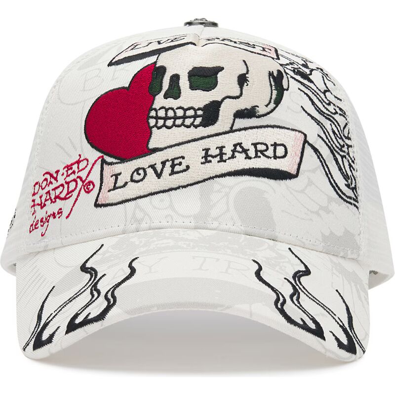 shapka-izvita-traker-byala-snapbek-live-fast-love-hard-ot-ed-hardy