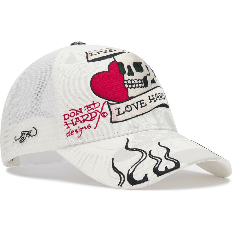 shapka-izvita-traker-byala-snapbek-live-fast-love-hard-ot-ed-hardy