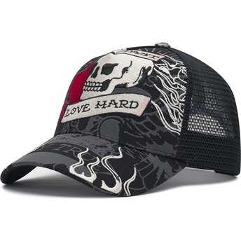 Шапка извита тракер черна снапбек Live Fast Love Hard от Ed Hardy
