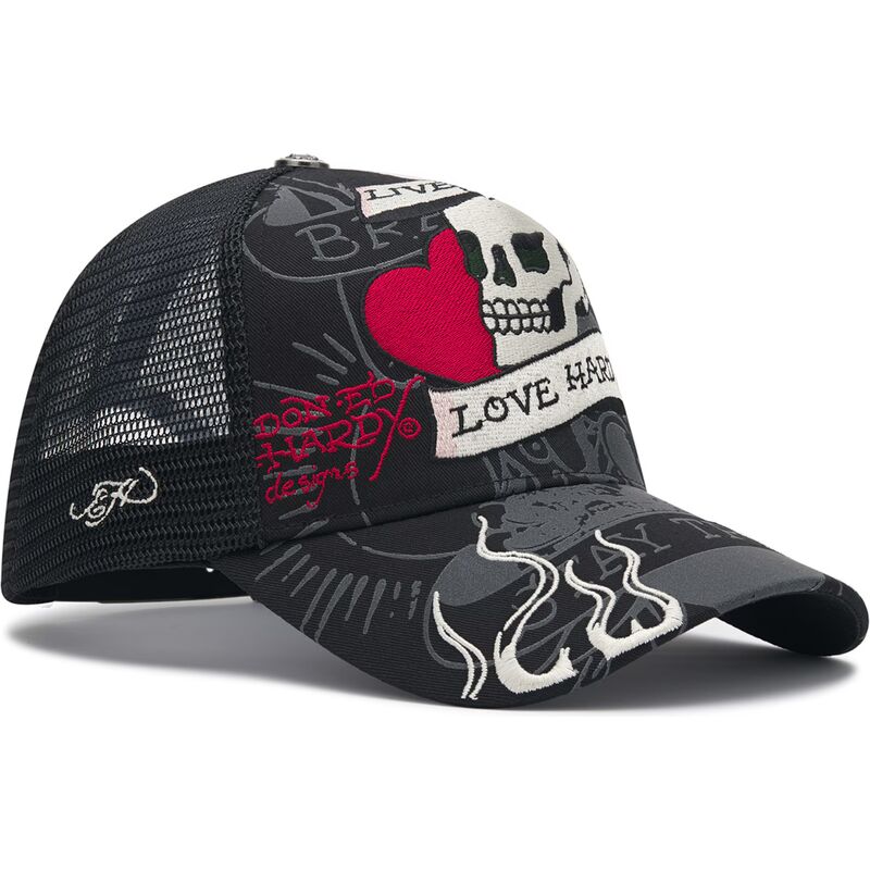 shapka-izvita-traker-cherna-snapbek-live-fast-love-hard-ot-ed-hardy