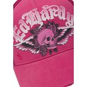 shapka-izvita-traker-roza-snapbek-flaming-gothic-skull-washed-ot-ed-hardy