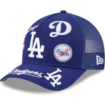 Шапка извита тракер синя снапбек 9FORTY M-Crown A Frame All Over на Los Angeles Dodgers MLB от New Era